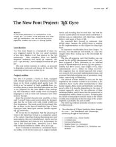 Hans Hagen, Jerzy Ludwichowski, Volker Schaa  NAJAAR 2006 The New Font Project: TEX Gyre Abstract
