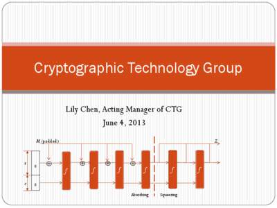Cryptographic Technology Group Lily Chen, Acting Manager of CTG June 4, 2013 Z  M (padded)