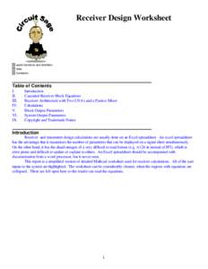 Receiver Design Worksheet  useful functions and identities Units Constants