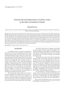 Extreme thermal phenomena of surface water in the lakes of Northern Poland Limnological Review 9, 2-3: 97-109