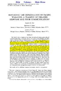 MANAGING THE EXPLOITATION OF PACIFIC WALRUSES: A TRAGEDY OF DELAYED RESPONSE AND POOR COMMUNICATION1