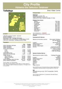 City Profile Alabama Site Selection Database Talladega Area of State: Central Transportation