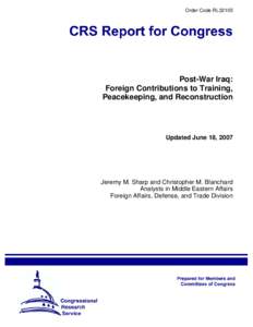 Foreign Contributions to Training, Peacekeeping, and Reconstruction