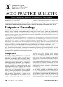 ACOG P RACTICE BULLET IN Clinical Management Guidelines for Obstetrician–Gynecologists Number 183, OctoberReplaces Practice Bulletin Number 76, October 2006)