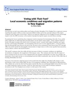 09-1  Voting with Their Feet? Local economic conditions and migration patterns in New England by Alicia Sasser