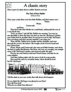 ✩  A classic story Here is part of a story about a rabbit. Read it out loud. The Tale of Peter Rabbit