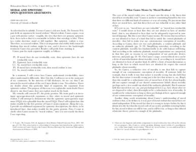 Philosophical Books Vol. 50 No. 2 April 2009 pp. 83–98  MORAL AND EPISTEMIC OPEN-QUESTION ARGUMENTS CHRIS HEATHWOOD