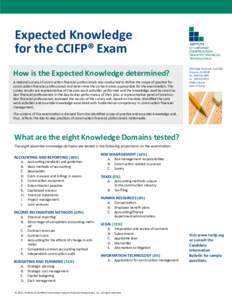 Expected Knowledge for the CCIFP® Exam How is the Expected Knowledge determined? A national survey of construction financial professionals was conducted to define the scope of practice for construction financial profess
