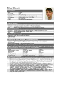 Michael Schumann Personal Details Title Year of birth Current position Affiliation