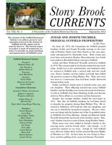Stony Brook  CURRENTS Vol. VIII, No. 3  A Newsletter of the Suffield Historical Society