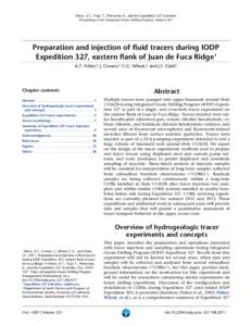 Fisher, A.T., Tsuji, T., Petronotis, K., and the Expedition 327 Scientists Proceedings of the Integrated Ocean Drilling Program, Volume 327 Preparation and injection of fluid tracers during IODP Expedition 327, eastern f