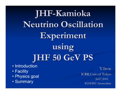 Neutrino Oscillation Experiment at JHF 50 GeV PS