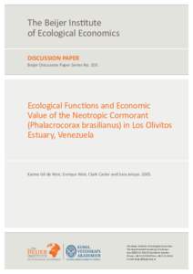 Ecological Functions and Economic Value of the Neotropic Cormorant (Phalacrocorax brasilianus) in Los Olivitos Estuary, Venezu