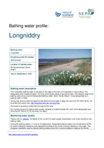 Bathing water profile:  Longniddry Bathing water: Longniddry EC bathing water ID number: