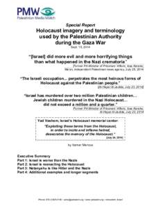 Special Report  Holocaust imagery and terminology used by the Palestinian Authority during the Gaza War Sept. 15, 2014