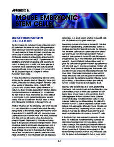 APPENDIX B:  MOUSE EMBRYONIC STEM CELLS MOUSE EMBRYONIC STEM CELL CULTURES