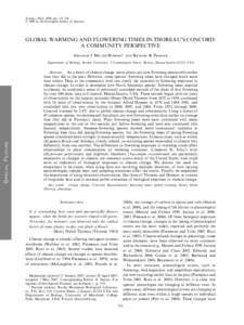 Ecology, 89(2), 2008, pp. 332–341 Ó 2008 by the Ecological Society of America GLOBAL WARMING AND FLOWERING TIMES IN THOREAU’S CONCORD: A COMMUNITY PERSPECTIVE ABRAHAM J. MILLER-RUSHING1