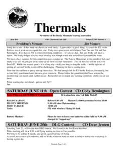 Thermals Newsletter of the Rocky Mountain Soaring Association June 2011 AMA Chartered Club 1245