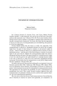 Philosophical Issues, 19, Metaethics, 2009  TWO KINDS OF CONSEQUENTIALISM Michael Smith Princeton University