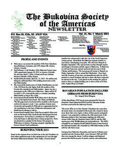 The Bukovina Society of the Americas NEWSLETTER Vol. 21, No. 1 March 2011