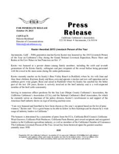 FOR IMMEDIATE RELEASE October 19, 2015 CONTACT: Malorie Bankhead Director of Communications 