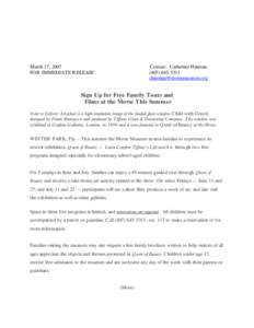 March 17, 2007 FOR IMMEDIATE RELEASE Contact: Catherine Hinman[removed]removed]