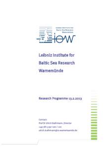 Leibniz Institute for Baltic Sea Research Warnemünde Research Programme