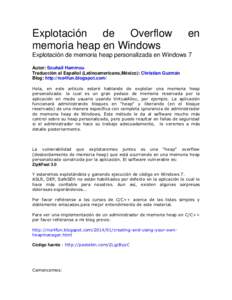 Explotación de Overflow memoria heap en Windows en  Explotación de memoria heap personalizada en Windows 7