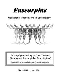 Euscorpiops neradi sp. n. from Thailand (Scorpiones: Euscorpiidae: Scorpiopinae) František Kovařík, Jana Plíšková & František Šťáhlavský