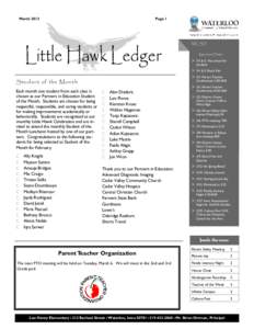 March[removed]Page 1 Little Hawk Ledger Student of the Month