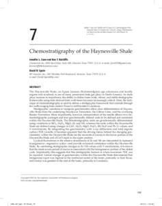 7  Jennifer L. Sano, Ken T. Ratcliffe, and D.R. Spain, 2013, Chemostratigraphy of the Haynesville Shale, in U. Hammes and J. Gale, eds., Geology of the Haynesville Gas Shale in East Texas and West Louisiana, U.S.A.: AAPG
