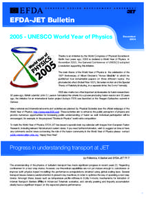 EFDA-JET BulletinUNESCO World Year of Physics December 2004
