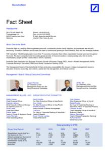 Fact Sheet Headquarter DEUTSCHE BANK AG TaunusanlageFrankfurt am Main Germany