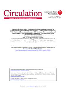 Appendix: Evidence-Based Worksheets: 2010 International Consensus on Cardiopulmonary Resuscitation and Emergency Cardiovascular Care Science With Treatment Recommendations and 2010 American Heart Association and American