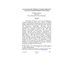 JSTE v47n2 - An Assessment of the “Diploma in Computer Engineering” Course in the Technical Education System in Nepal