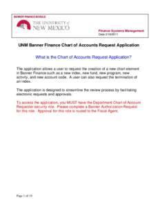 UNM Banner Finance Chart of Accounts Request Application