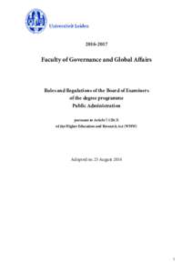 Faculty of Governance and Global Affairs Rules and Regulations of the Board of Examiners of the degree programme