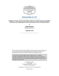 Endogenous Money and the Natural Rate of Interest: The Reemergence of Liquidity Preference and Animal Spirits in the Post-Keynesian Theory of Capital Markets