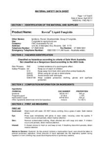 MATERIAL SAFETY DATA SHEET Page 1 of Total 6 Date of Issue: April 2012 MSDS No. FMC/RLF/1  SECTION 1