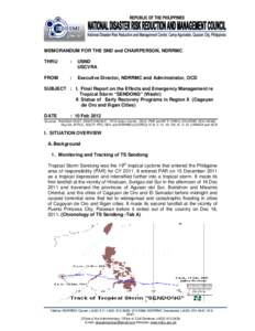 Final Report re TS Sendong, [removed]December 2011