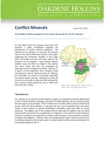 Conflict Minerals  September 2013 The Oakdene Hollins viewpoint on EU policy discussion for the ICT industry