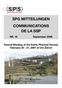 SPG MITTEILUNGEN COMMUNICATIONS DE LA SSP NR. 19  September 2006