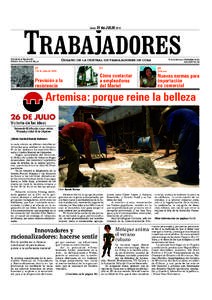 lunes  21 de JULIO 2014 ÓRGANO DE LA CENTRAL DE TRABAJADORES DE CUBA