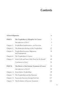 Table of Contents for The Trophoblast and the Origins of Cancer