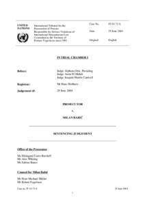 UNITED NATIONS International Tribunal for the Prosecution of Persons Responsible for Serious Violations of