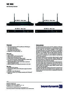 NE 900 UHF Diversity Receiver NE 900 D - Front view  NE 900 Q - Front view