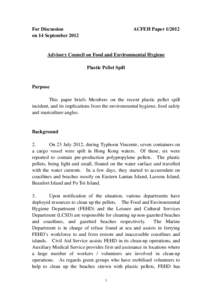 For Discussion on 14 September 2012 ACFEH Paper[removed]Advisory Council on Food and Environmental Hygiene