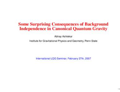 Mathematical physics / Functional analysis / BRST quantization / Gauge theory / Gelfand–Naimark–Segal construction / Loop quantum gravity / Diffeomorphism / Group / Physics / Quantum field theory / Theoretical physics
