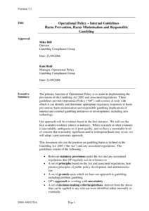Gaming and Censorship Operational Policy (DRAFT)