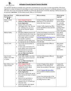 Arlington County Special Events Checklist